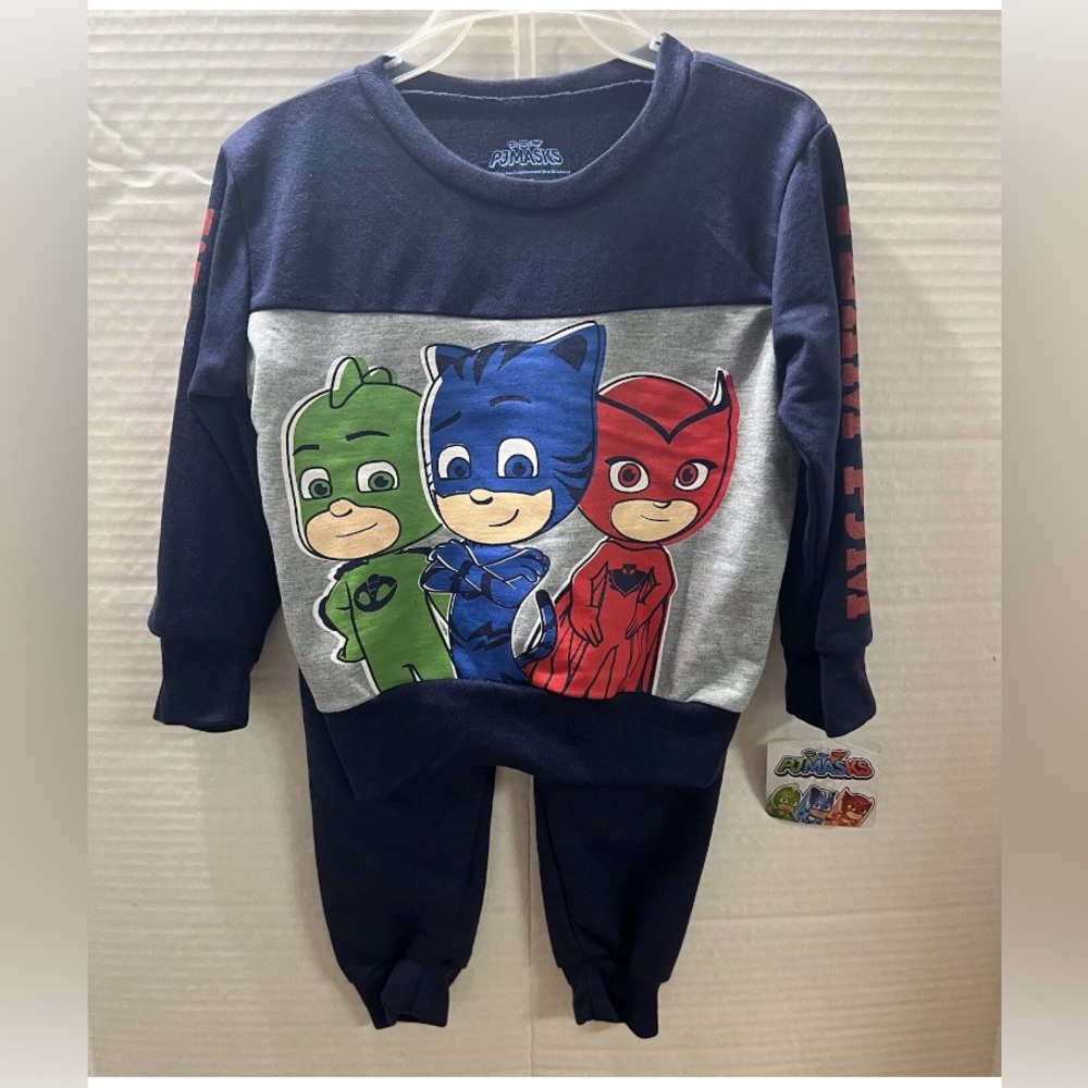 PJ Masks Navy Blue Crewneck Set with Catboy, Gekko & Owlette Boys Size 2T
